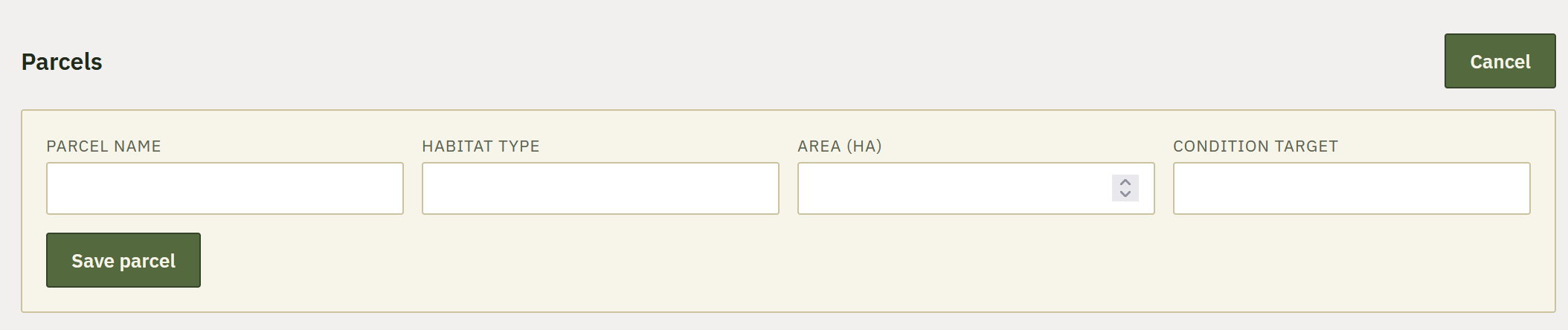 Banner image of the process of adding parcels with boxes for text input
