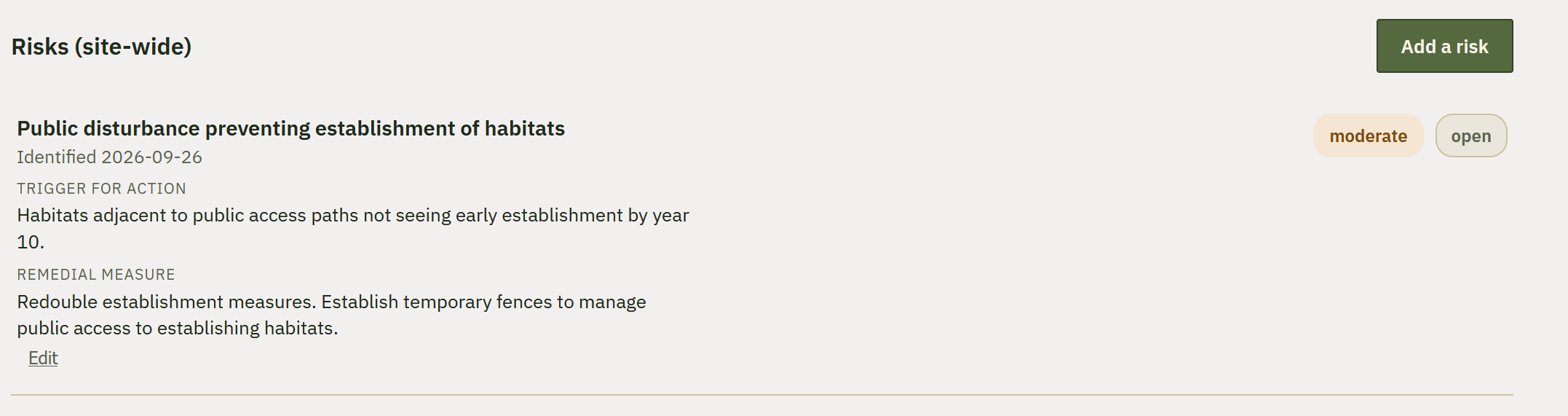 Banner image of adding site wide risks